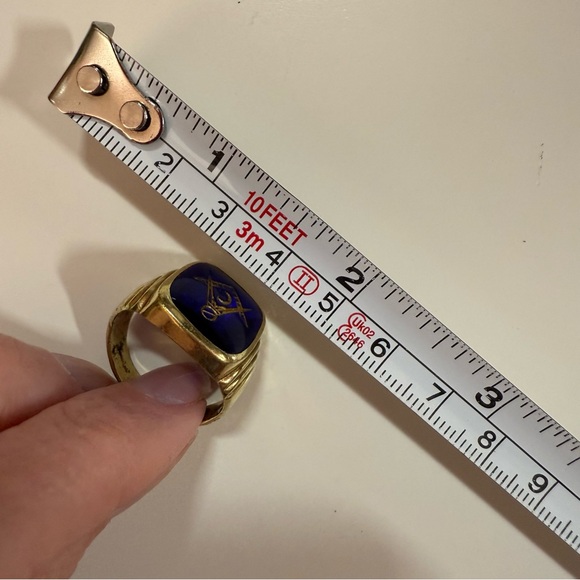 Vintage 1940’ Art deco Gold Fill cobalt Blue Glass Mason Signet Ring - Picture 9 of 16